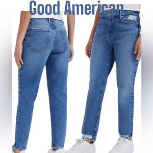 Good American Blue Straight Leg Jeans